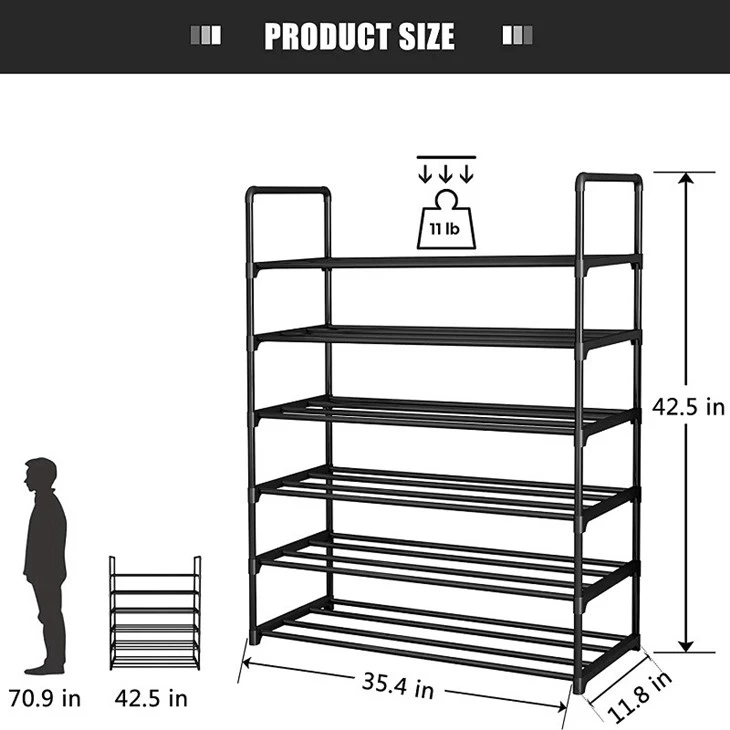 narrow metal shoe rack